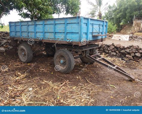 Blue Color Indian Old Metal Design Tractor Trolley Editorial Stock ...