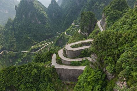 Mountains Road in Tianmenshan Nature Park - China Stock Image - Image ...