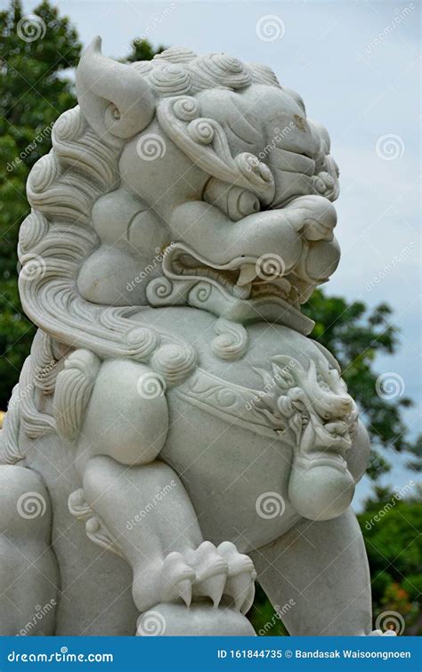 White Kilin Statue, Chantharangsee Temple, Stock Image - Image of asia ...