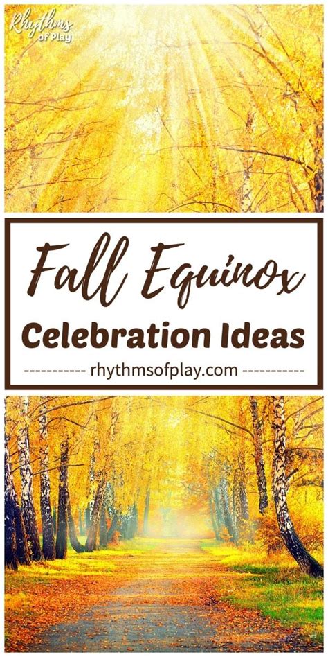 an autumn scene with the words fall equinox celebration ideas