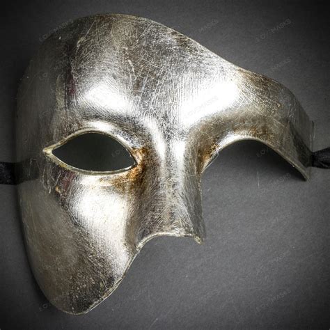 Phantom Venetian Masquerade Half Face Party Mask - Metal Silver