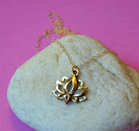 Gold Lotus Flower Necklace by SeaSaltShop on Etsy