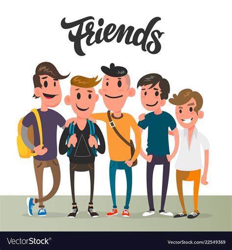 Cartoon guys, five best friends, student characters. Download a Free ...