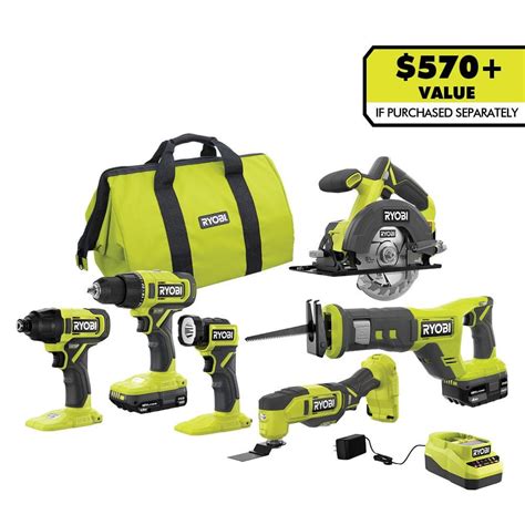 Home Depot: Ryobi ONE+ 18V Cordless 6-Tool Combo Kit with 1.5 Ah ...