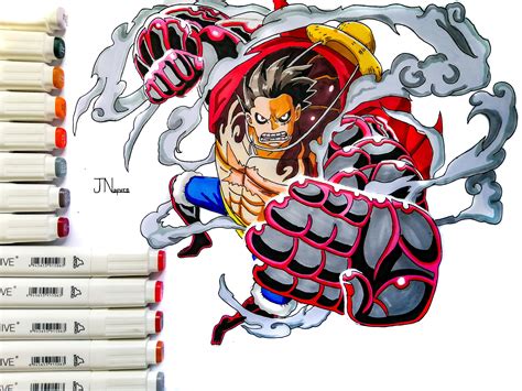 So here's the finished drawing of Luffy Gear 4 Bound Man, Hope you ...