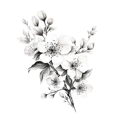 Black and Grey Sakura Flower Tattoo Design – Tattoos Wizard Designs