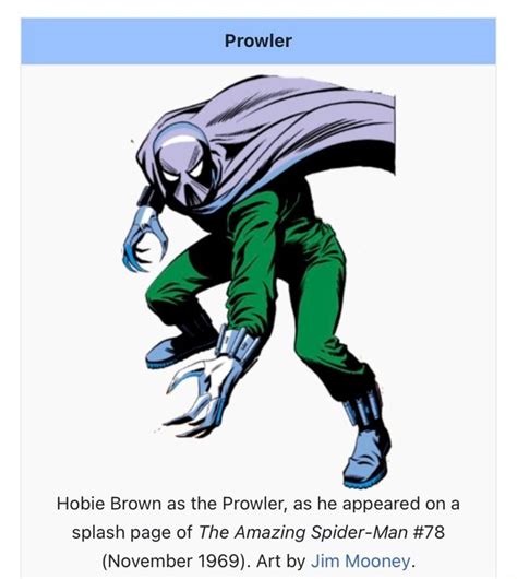 Prowler Hobie Brown as the Prowler, as he appeared on splash page of ...