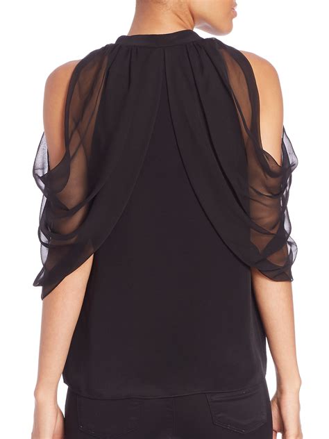 Ramy Brook Angela Silk Chiffon-overlay Top in Black - Lyst