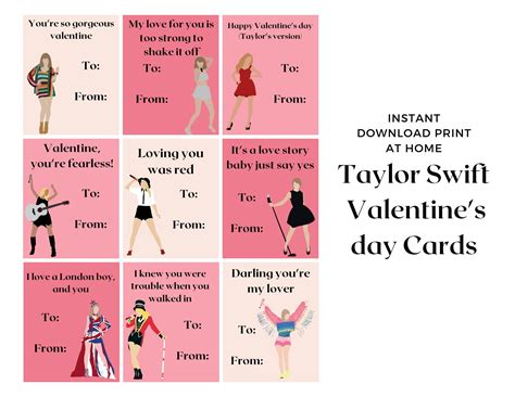 Taylor Swift Eras Instant Download Printable Valentines Day Cards, Kids ...