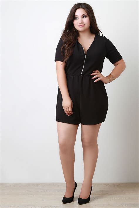 Double Zipper Short Sleeve Romper | UrbanOG | Short sleeve romper ...