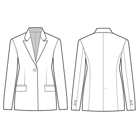 Premium Vector | Semi peaked jacket flat drawing fashion flat sketches