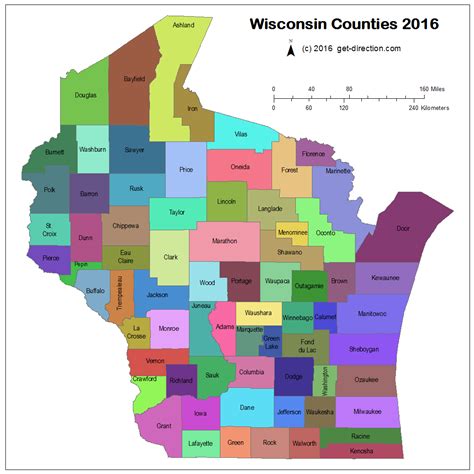 Map of Wisconsin Counties