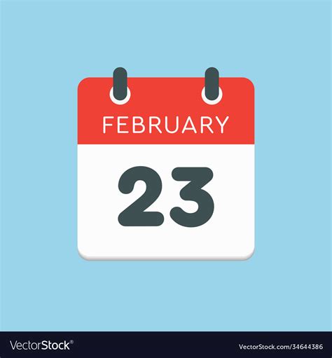 Icon day date 23 february template calendar page Vector Image