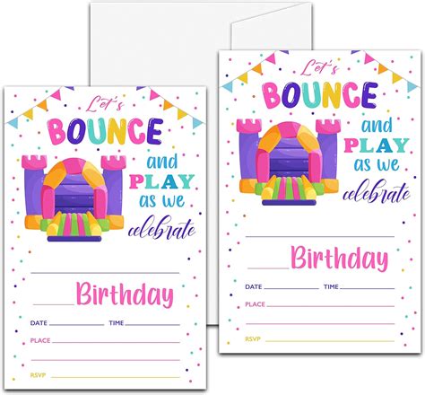 Amazon.com : Bounce House Birthday Party Invitation, Bounce Themed Fill ...