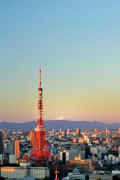 Tokyo And Mount Fuji At Sunrise by Vladimir Zakharov