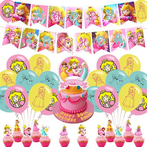 Buy Princess Peach Party Decorations,Birthday Party Supplies For Super ...