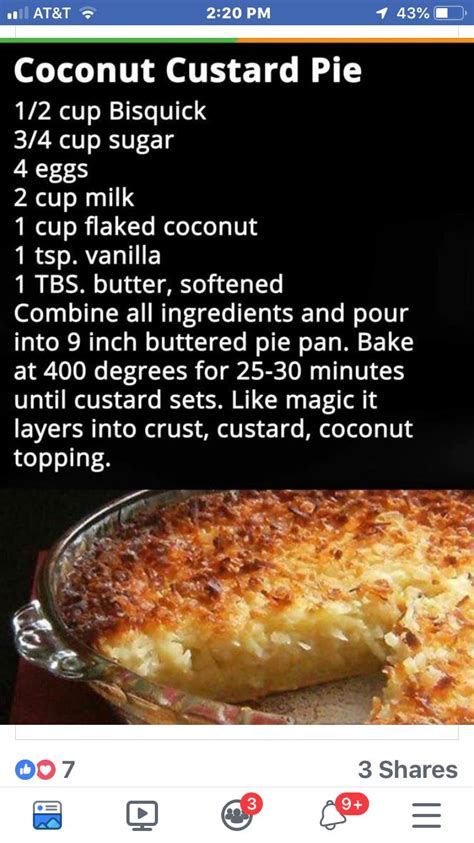 Coconut impossible pie | Coconut custard pie, Dessert recipes, Desserts