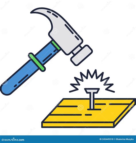 Hammer Nail Vector Icon Carpenter Tool Isolated Stock Vector ...