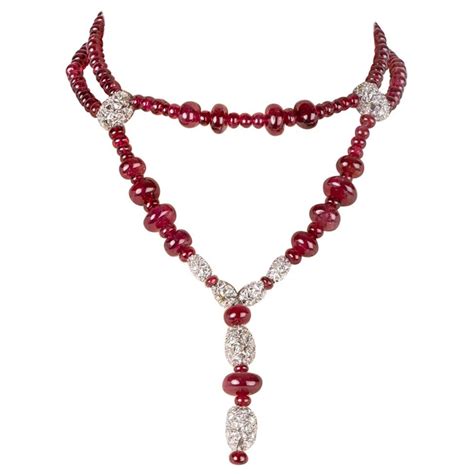 Red Spinel Necklace with Diamonds For Sale at 1stDibs | red necklace ...