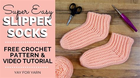 Super Easy Slipper Socks - FREE Crochet Pattern for Beginners | Yay For ...