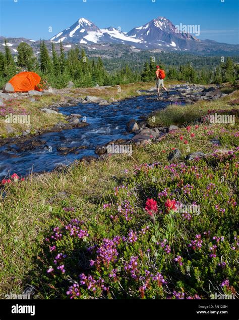 Backpacking in the Three Sisters Wilderness Area Near Bend Oregon Stock ...