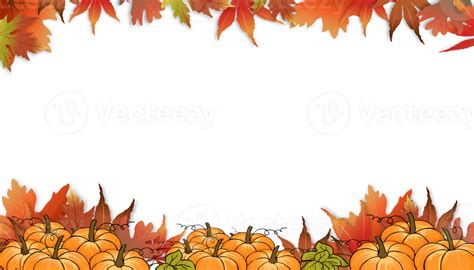 Autumn background with pumpkin and maples leaves border, Fall template ...