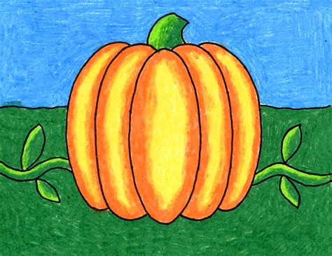 Easy How to Draw a Pumpkin Tutorial Video and Coloring Page