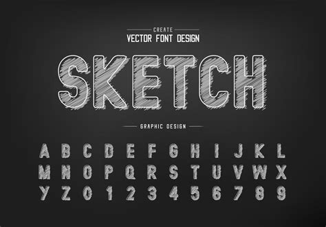 Chalk font and alphabet vector, Hand draw style typeface letter and ...