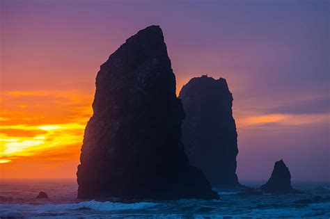 Sunset on the Oregon Coast, colors, clouds, sky, usa, sea, HD wallpaper ...