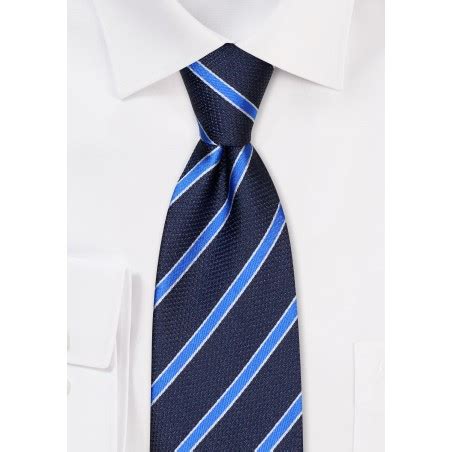 Navy and Royal Blue Striped Tie | Elegant Mens Necktie in Navy Stripe ...