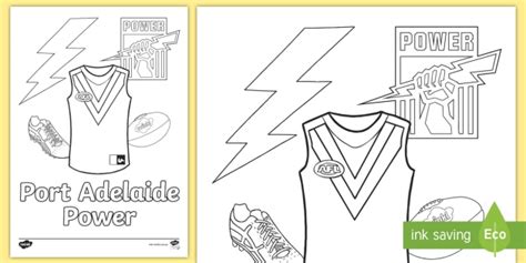 * NEW * Port Adelaide Power Colouring Page - Footy Colours Day