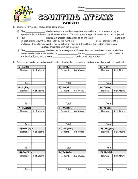 How To Count Atoms Worksheets