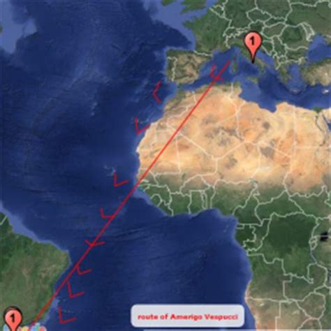 Route of Amerigo Vespucci : Scribble Maps