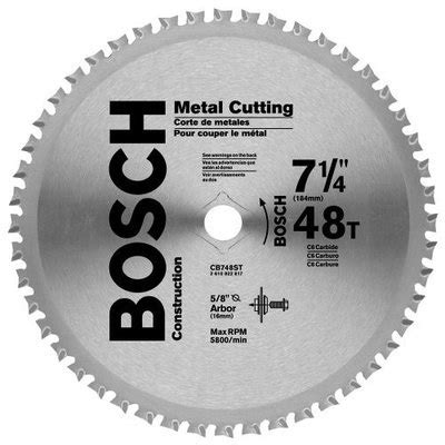 Bosch Cb748st Ferrous Metal Cutting Circular Saw Blade, 7-1/4 Inch Dia ...