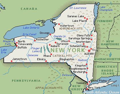 New York ~ America map