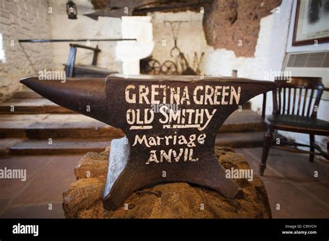 Scotland, Gretna Green, Marriage Anvil in the Old Blacksmith's Shop ...