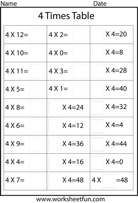 4 Best Images of 4 Times Table Worksheet Printable - Multiplication ...