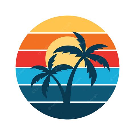 Premium Vector | Palms and sunset retro badge Vector illustration