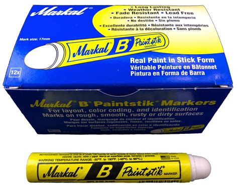 Box of 12 Markal B White Tire Chalk Paint Sticks Crayon Surface Marker ...