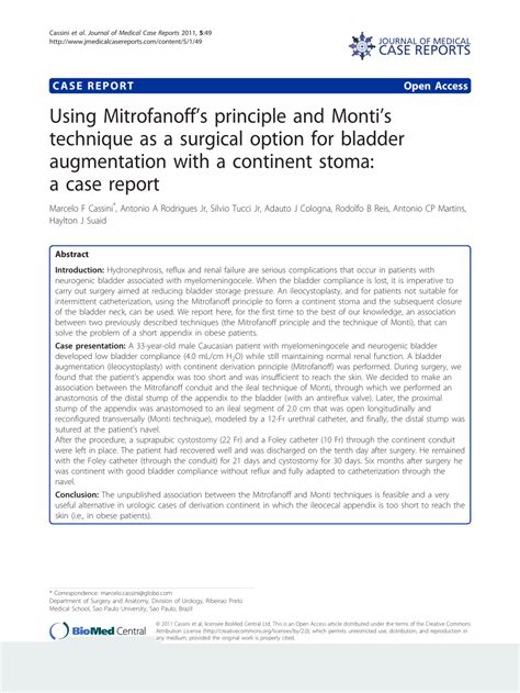 (PDF) Using Mitrofanoff's principle and Monti's technique as a surgical ...