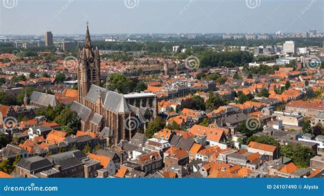 Delft Old Church from Above Stock Photo - Image of structures, city ...