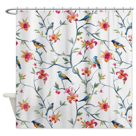 Birds and Flowers Shower Curtain Floral Bath Decor Colorful - Etsy