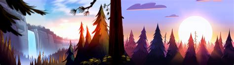 artwork, Waterfall, Forest, Gravity Falls Wallpapers HD / Desktop and ...