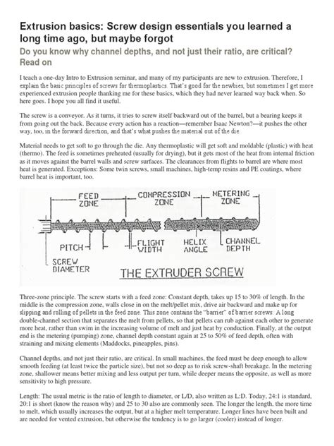 Screw Design | PDF | Extrusion | Screw