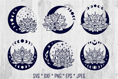 Digital Floral Moon SVG Cricut Cutting File Printable Clipart Vector ...