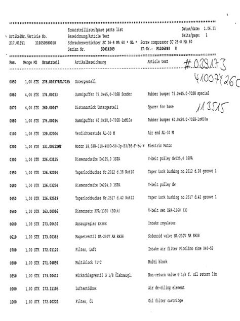 Spare Parts List - SC26 | PDF