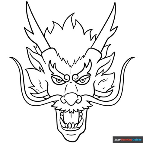 Chinese Dragon Head and Face Coloring Page | Easy Drawing Guides