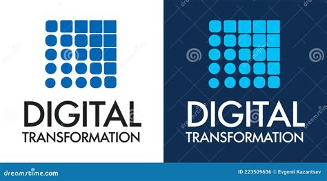 Digital Transformation Logo. The Circles Turn Into Squares Vector ...