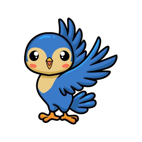 lindo pajarito azul de dibujos animados de pie 11953929 Vector en Vecteezy