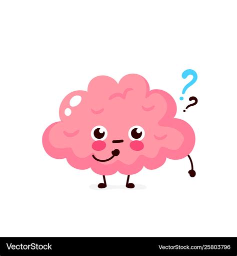 Cute brain with question mark character Royalty Free Vector